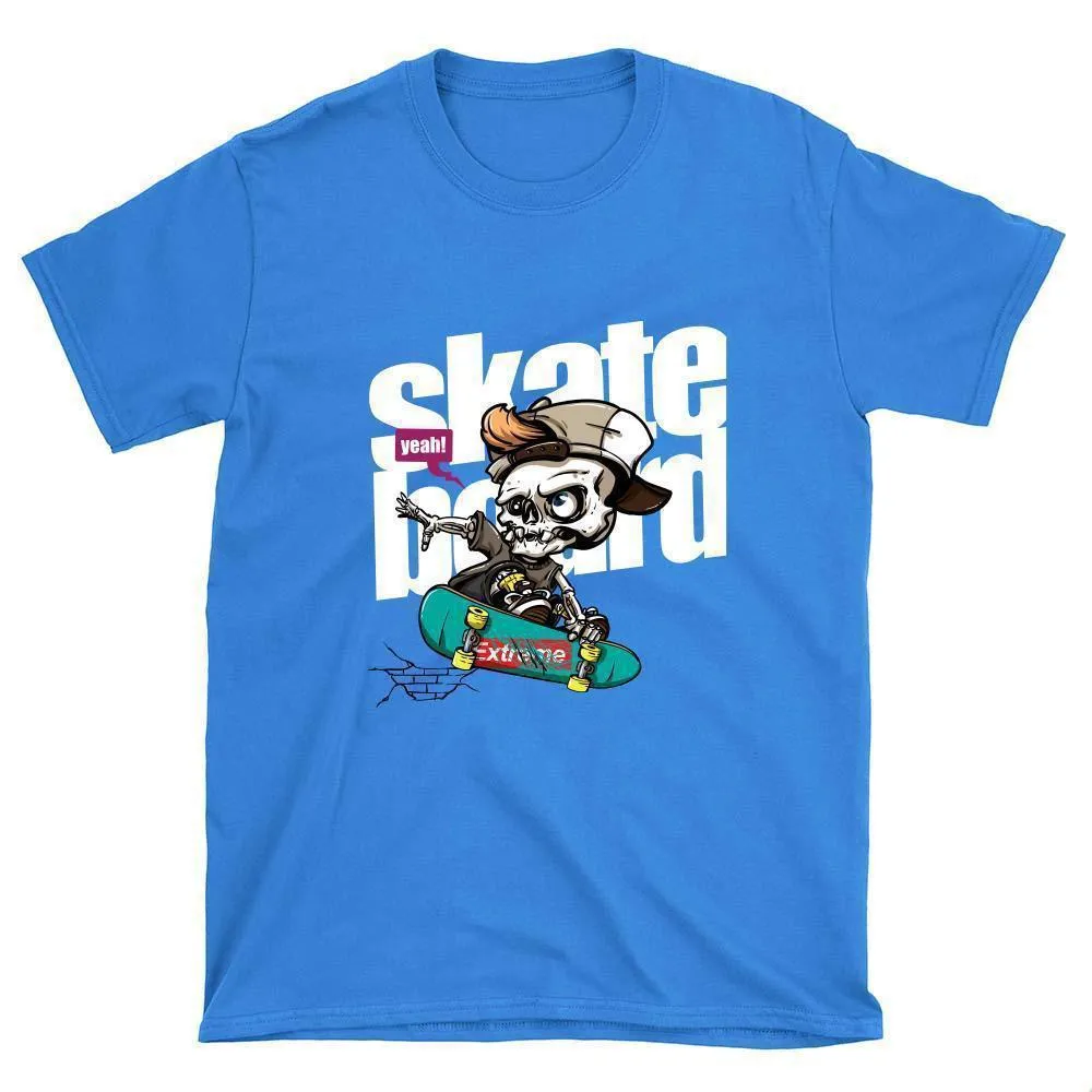 Skeleton with Cap Skateboard T-Shirt