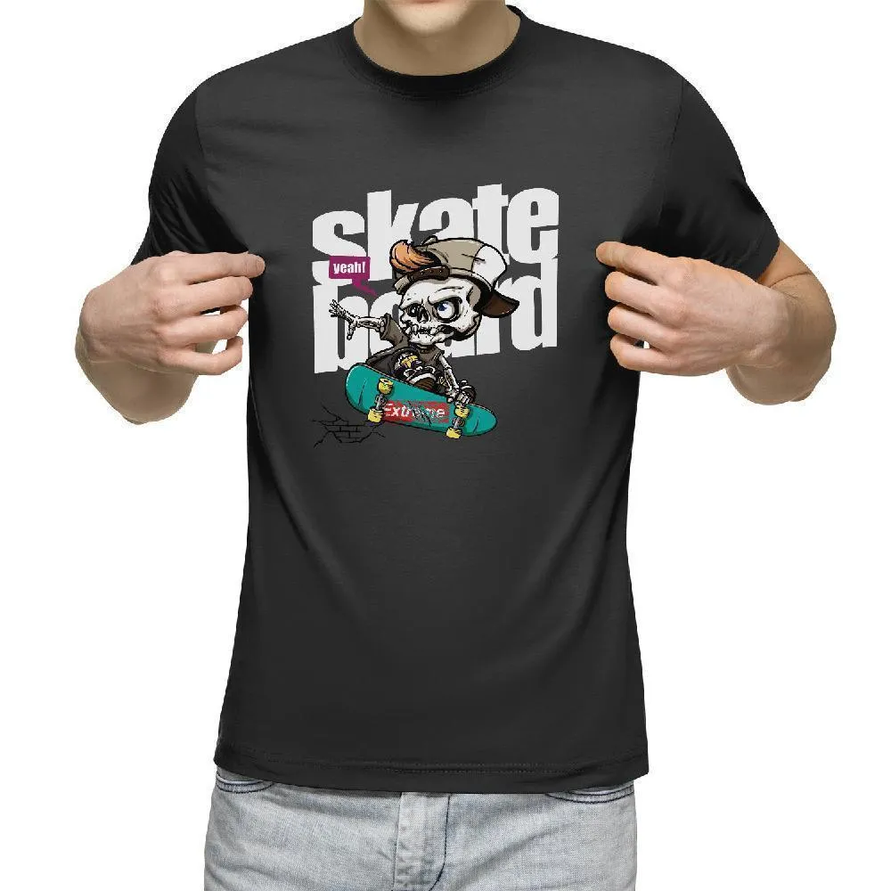 Skeleton with Cap Skateboard T-Shirt