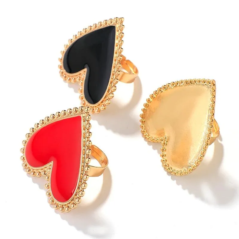 Sophisticated Enamel Heart Statement Rings