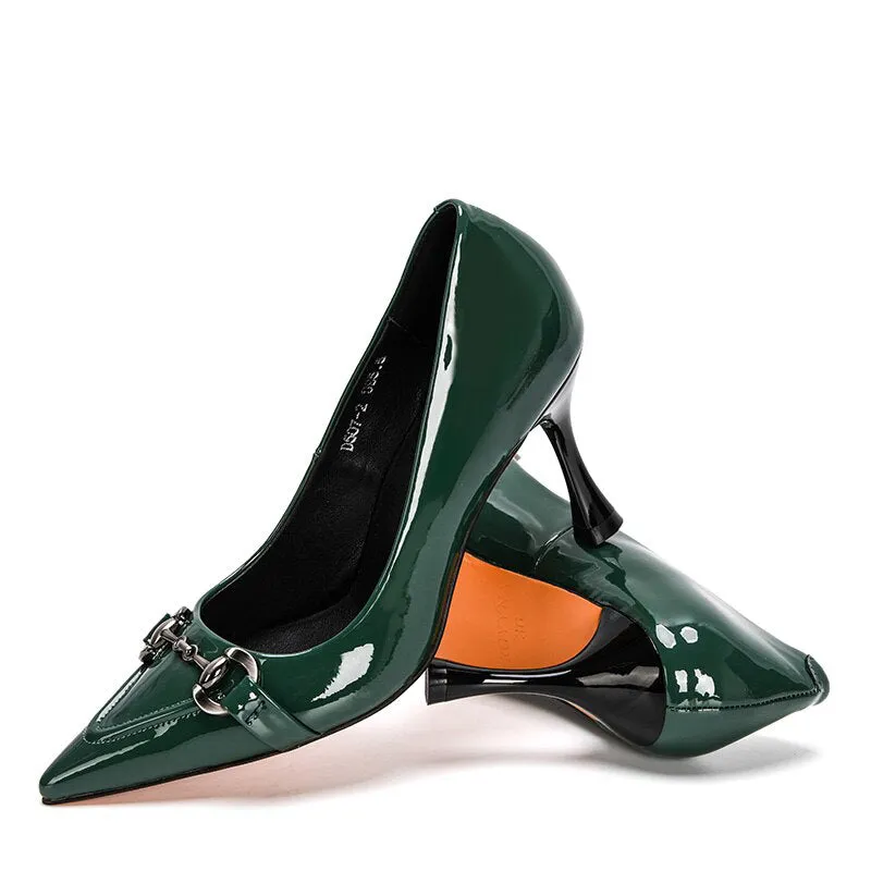 Sophisticated Forest Green Pointed Toe High Heel Shoes