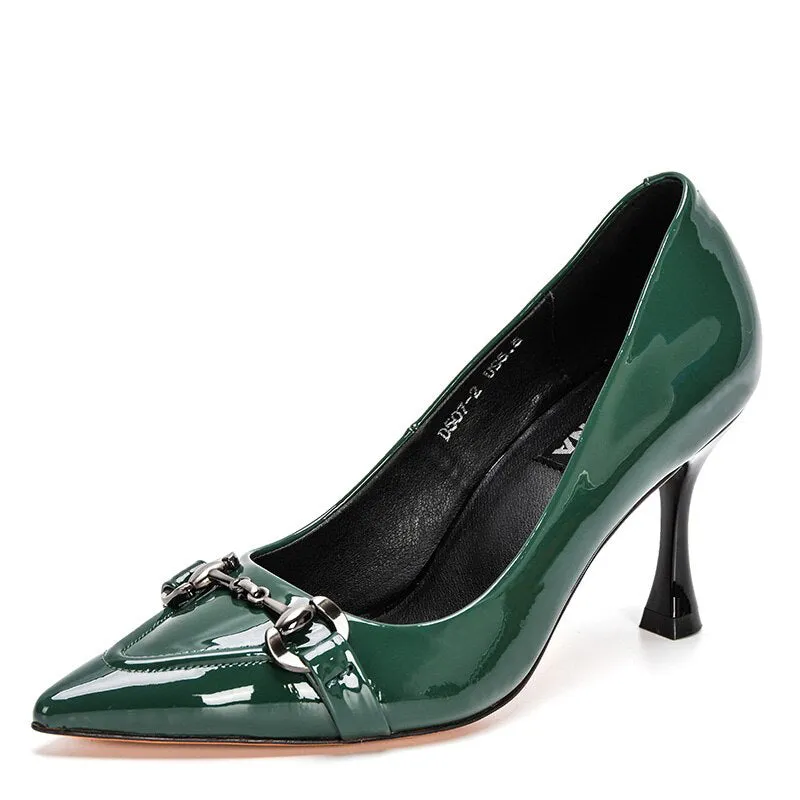 Sophisticated Forest Green Pointed Toe High Heel Shoes