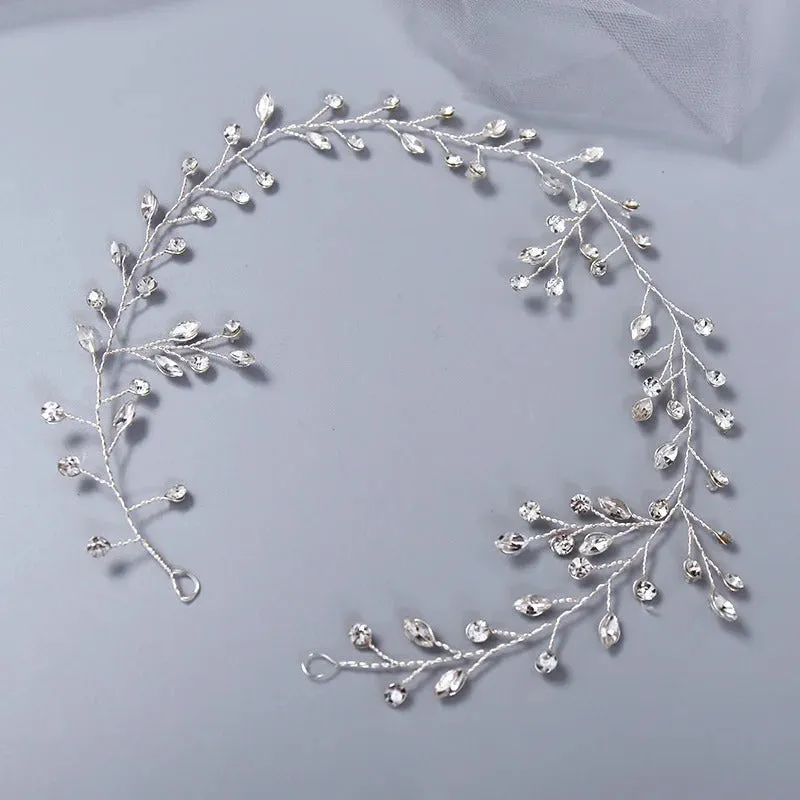 Sophisticated Rhinestone Flower Hair Vine Bridal Headpiece