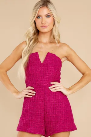 Sophisticated Sass Fuchsia Tweed Romper