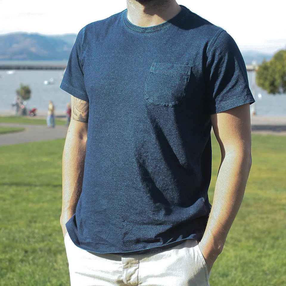 The Crewneck Pocket Tee in Sea Washed Indigo