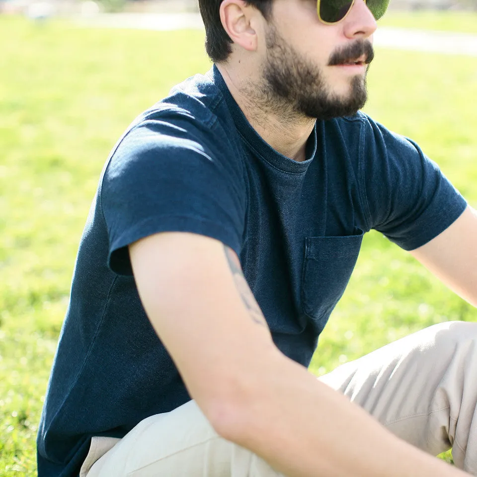 The Crewneck Pocket Tee in Sea Washed Indigo