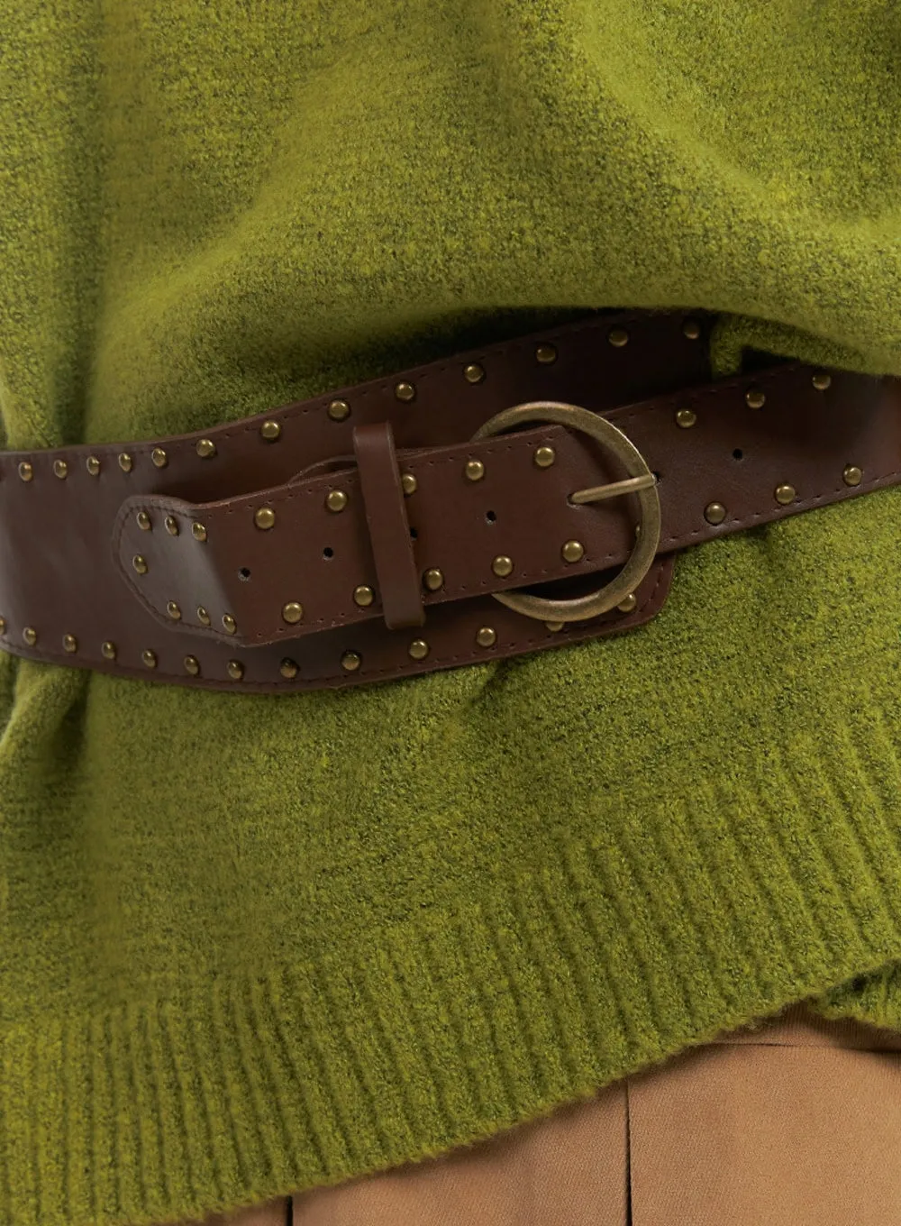 Trendy Faux Leather Studded Belt IN427