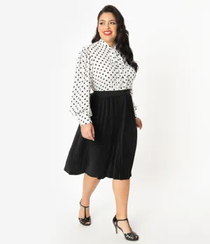 Unique Vintage Plus Size Black Pleated Susie Skirt