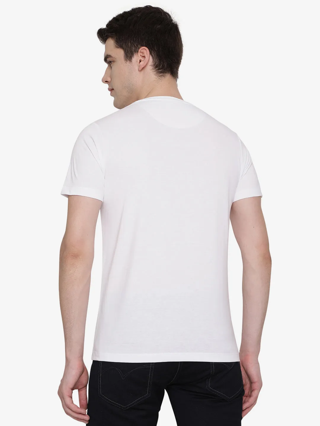 White Solid Slim Fit T-Shirt | Greenfibre