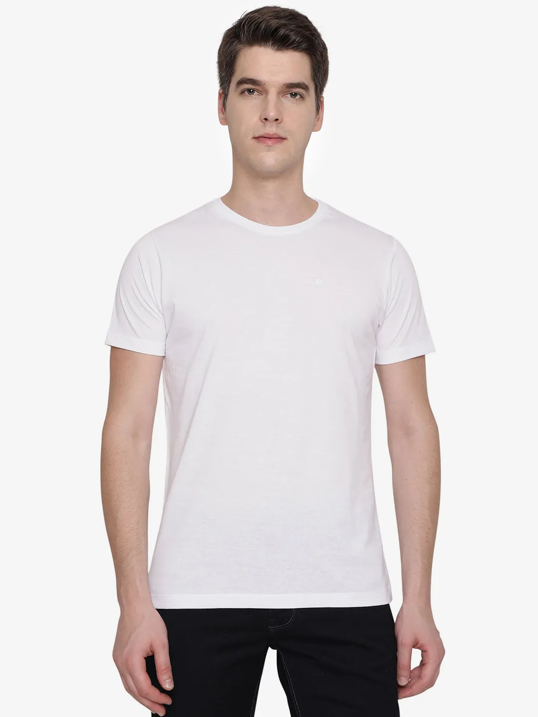 White Solid Slim Fit T-Shirt | Greenfibre