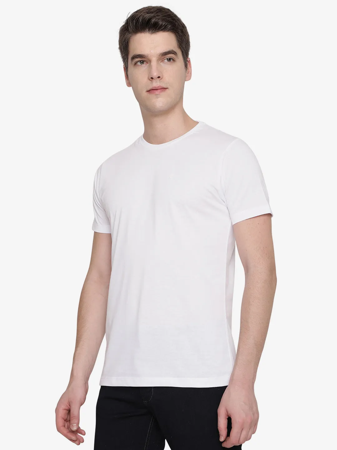 White Solid Slim Fit T-Shirt | Greenfibre