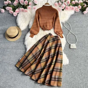 Women's Casual Skirt and Jumper Two-piece Outfit Set